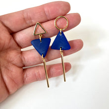 navy blue dangle earrings made in washington dc