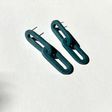 short link handmade clay earrings in dark teal