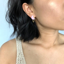 iridescent crescent stud earring